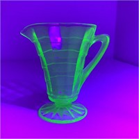 URANIUM GLASS DECO CREAMER