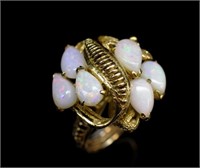 Vintage solid white opal and yellow gold