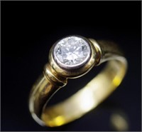 0.50ct Diamond bezel set 18ct yellow gold ring
