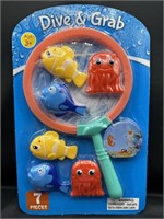 7pc Dive & Grab Pool or Bath Toy Net w/ Fish