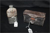 2pc Civil War Flask, Cup, Ammo Pouch