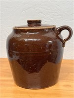 Antique Half Gallon Brown Drip Glazed Bean Pot