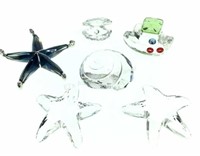 (6) Swarovski Crystal Starfish, Clam Figurines