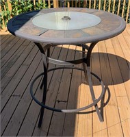 Tile & Glass Bistro Table W/ Umbrella Hole