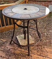 Tile & Glass Bistro Table W/ Umbrella Hole