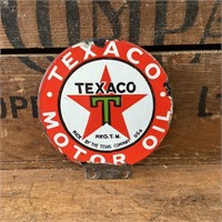 Original Texaco Double Sided Hi-Boy Enamel Sign