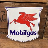 Original Mobilgas Shield Bowser Enamel Sign