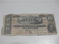 Ten Dollar Confederate State America Currency