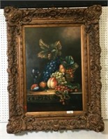 Large Fruit Still Life Oil on Canvas by Johnstan