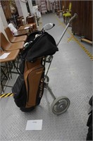 set of Tiger Shark golf clubs with bag & cart