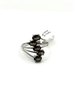 Sterling Silver Natural Smoky Quartz Ring, Size
