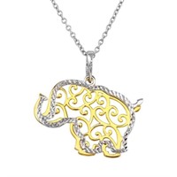 Sterling Silver Two-Tone Elephant Necklace