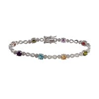 Sterling Silver Multi Color Crystal Bracelet