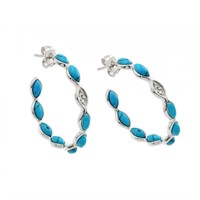 Sterling Silver Turquoise Crystal Hook Earrings