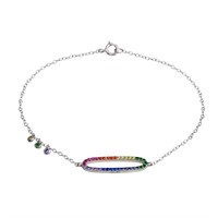 Sterling Silver Multi Color Crystal Bracelet
