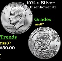 1974-s Silver Eisenhower Dollar $1 Grades GEM++ Un