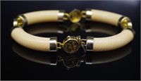 Mid century Ivory & gilt metal sectional bracelet