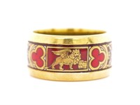 Frey Wille 18ct yellow gold & enamel ring