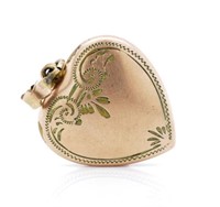 Antique 9ct sil lined heart locket