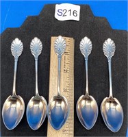 Five Antique Coin Silver Spoons