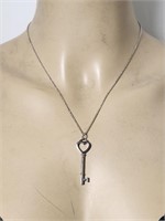 Squeleton Key with Rhinestones & Chain Sterling SG