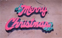 Lighted blow mold Merry Christmas sign, 26" wide