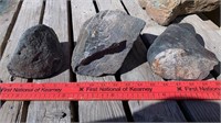 3 Decorative Black & Grey Garden Rocks