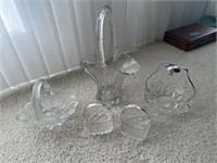 Lot of (5) Vintage Glass Baskets
