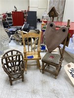 3-Small Decorative Wood Chairs