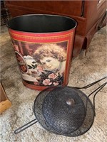 Vintage Trash Cans, old popcorn popper for fire