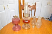 (2) Vintage Oil Lamp and a couple of Shades - the