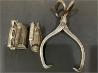 Cast Iron Ice Tongs and Irons