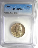 1960 Quarter ICG MS66+ Type B Rev LIST $450