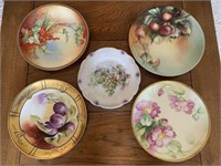 Lot of 5 Hand Painted Fruit/Floral Plates