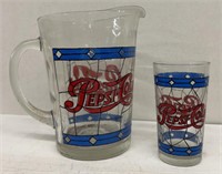 Pepsi cola pitcher and glass