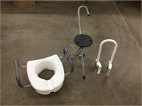 Elevated toilet seat portable chair and portable