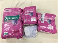Assurance underwear Size XL and two bags of XL