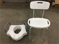 Elevated toilet seat and shower chair