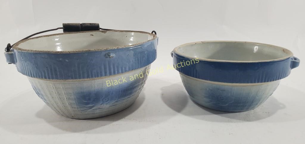 VTG Blue & White Salt Glazed Stoneware Bowls