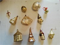 Gold Tone Glass Christmas Ornaments