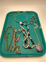 Costume jewelry necklace Crystal & Lapis stones