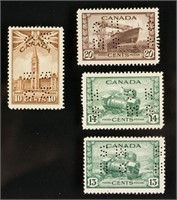 4 PC Assorted 1942-1943 Canada OHMS Stamp