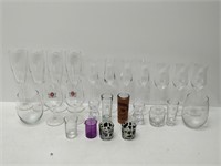 lot of stemware and glasses