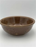 9" Old salt glaze crock bowl in relief