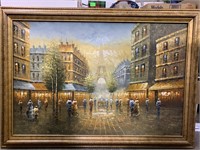 Large canvas painting, reproduction, Paris scene,