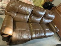 Brown leather power recliner sofa, made in USA,