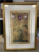 Purple tulip art piece reproduction, gold like