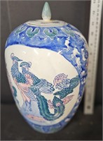 decorative Chinese jar white and blue vintage