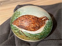 Beautiful Hand Painted Ostrich Bird Egg Signed