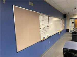 24' Dry erase board + 2 4' x 4'  bulletin boards